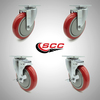 Service Caster 5 Inch SS Red Polyurethane Swivel Top Plate Caster Set with 2 Brakes SCC SCC-SS20S514-PPUB-RED-2-TLB-2